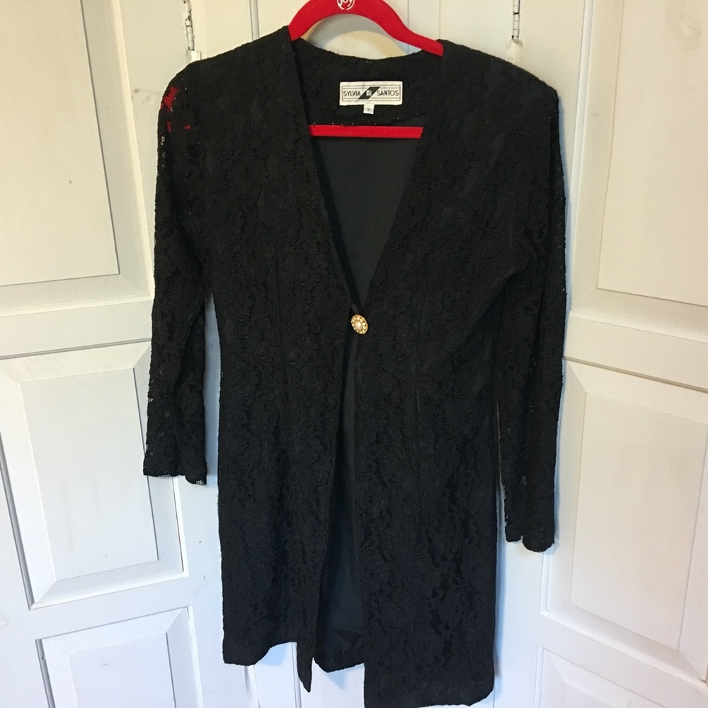 Vintage Sylvia Santos Black Lace Jacket - Picture 6 of 8